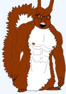 angry animal arm brown_eyes claw ear foot full_body glasses hand leg muscles mustache nipple open_mouth soyjak squirrel subvariant:feralsquirrel tail transparent_background variant:feraljak // 2776x3938 // 1.1MB
