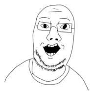 clothes double_chin eyebrows glasses happy looking_at_viewer looking_at_you open_mouth smile stubble variant:karljak // 1214x1183 // 202.9KB