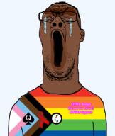 aids brown_skin crying gay_flag glasses lgbt map_(pedophile) meta:tagme open_mouth pedophile poop queen_of_spades soyjak stubble text tranny variant:reaction_soyjak zoophile // 814x963 // 119.1KB