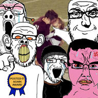 5soyjaks anger_mark antenna arm award badge beanie blackpill bloodshot_eyes cigarette clenched_teeth closed_eyes closed_mouth clothes crying doomer ear glasses hair hand handegg hat hoodie irl_background kiss merge mucus mustache open_mouth pink_skin pointing posted_it_again_award punisher_face r9k_(4chan) reddit smile smoking smug soyjak stretched_mouth stubble subvariant:chudjak_front sweating variant:a24_slowburn_soyjak variant:chudjak variant:feraljak variant:reaction_soyjak variant:soyak variant:two_pointing_soyjaks vein yellow_teeth // 896x896 // 249.4KB
