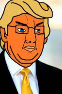angry blue_eyes closed_mouth clothes donald_trump ear fat glasses hair necktie orange_skin president soyjak suit variant:chudjak yellow_hair // 474x711 // 53.7KB