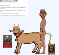 2soyjaks anal_penetration bell brown_skin clothes ear full_body glasses goat hat horn islam naked nsfw open_mouth poop quran rape sex soyjak stubble text variant:goatjak variant:nojak zoophile // 1648x1536 // 648.9KB
