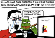 advertisement angry arm bloodshot_eyes cigar crying frog green_skin hair hand nazism nigger open_mouth pepe pointing soyjak speech_bubble swastika text variant:chudjak yellow_hair // 1125x791 // 327.6KB