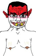 angry clenched_teeth drool ear fangs glasses hair nipple pointy_ears soyjak subvariant:chudjak_front variant:chudjak // 933x1417 // 102.1KB