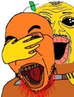 2soyjaks anti_froot blood clothes deformed froot froot_(user) glasses gore hand homer_simpson knife lips mustache oh_my_god_she_is_so_attractive orange_skin soyjak stubble subvariant:jerome the_simpsons variant:alicia variant:its_out_get_in_here variant:unknown yellow_skin // 374x484 // 250.0KB