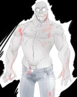 arm biting_lip blood closed_mouth clothes glasses hand jeans redraw shirtless soyjak stubble subvariant:hornyson variant:cobson // 1080x1354 // 1.3MB