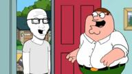 arm building cartoon clothes family_guy fat glasses hand open_mouth peter_griffin soyjak stubble tshirt variant:classic_soyjak // 1024x576 // 386.4KB