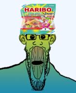candy food glasses haribo oh_my_god_she_is_so_attractive sour sour_candy soyjak stretched_mouth stubble variant:markiplier_soyjak yellow // 900x1100 // 908.3KB