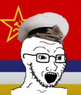 clothes communism flag glasses hammer_and_sickle hat hearts_of_iron hoi4 open_mouth sablin soyjak star stubble the_new_order tno variant:soyak // 767x897 // 365.1KB