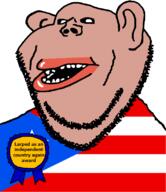 amerimutt award black_sclera brown_skin clothes ear flag flag:puerto_rico larp lips mutt open_mouth puerto_rican_independence puerto_rico soyjak state stubble subvariant:impish_amerimutt text united_states variant:impish_soyak_ears // 685x793 // 33.6KB