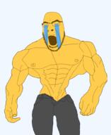 buff closed_eyes crying emoticon glasses muscles muscular_male open_mouth soyjak stubble variant:cobson yellow_skin 😭 // 859x1048 // 193.7KB