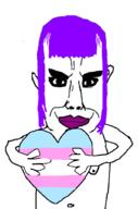 arm chud ear flag hair hand heart holding_heart holding_object lipstick makeup purple_hair soyjak subvariant:chudjak_front tranny transheart variant:chudjak // 676x1021 // 128.5KB