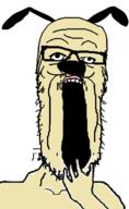 animal arm dog ear garfield glasses hand mustache odie_(garfield) open_mouth soyjak stretched_mouth stubble variant:a24_slowburn_soyjak yellow_skin // 456x740 // 47.3KB