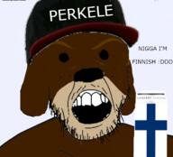 angry bear brown_skin country finland flag mustache open_mouth soyjak spurdo stubble variant:feraljak // 762x692 // 366.6KB