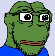 blue_shirt closed_mouth clothes frog glasses green_skin lips neutral no_eyebrows no_nose pepe stubble variant:soyak // 599x618 // 31.4KB