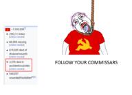arm bolsheviks clothes communism glasses hanging open_mouth purple_hair red_army rope russian_civil_war soyjak stubble suicide text variant:bernd // 1000x722 // 161.6KB