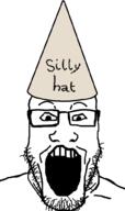 clothes glasses hat open_mouth serious_hat silly_hat soyjak stubble text variant:markiplier_soyjak // 600x1008 // 92.7KB