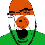 angry country flag glasses niger open_mouth soyjak stubble variant:cobson // 721x720 // 24.1KB
