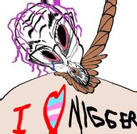 bloodshot_eyes crying deformed flag glasses hair hanging i_heart_nigger i_love nigger open_mouth purple_hair rope soyjak stubble suicide text tongue tranny variant:gapejak_front yellow_teeth // 726x711 // 425.6KB