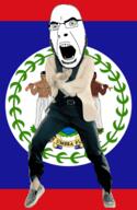 angry animated axe belize country dance flag full_body gangnam_style glasses hammer irl latin_text open_mouth paddle saw soyjak stubble tree variant:cobson // 300x460 // 493.7KB