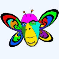 animal antenna bug butterfly colorful ear full_body glasses smile soyjak stubble variant:cobson wing // 600x600 // 55.6KB