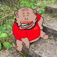 amerimutt brown_skin china ear eyes insane inverted_eye_color irl_background japan lips mcdonalds meta:tagme monkey red_shirt smile traced variant:unknown // 720x720 // 722.6KB