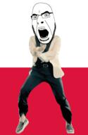 angry animated country dance flag flag:poland full_body gangnam_style glasses irl open_mouth poland soyjak stubble variant:cobson // 300x460 // 500.1KB