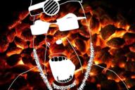 clothes coal coal_background fire glasses hat inverted miner mining_helmet open_mouth soyjak stubble sunglasses variant:cobson white_skin // 1500x1000 // 1.8MB