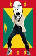 angry animated country dance flag flag:grenada full_body gangnam_style glasses grenada irl nutmeg open_mouth soyjak star stubble variant:cobson // 300x460 // 505.7KB