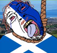 country flag glasses hanging mustache open_mouth orange_hair red_hair scotland scottish soyjak stubble suicide tongue tranny troon_village united_kingdom variant:bernd yellow_teeth // 768x719 // 254.2KB