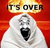 beard blanket comfy explosion glasses happy irl_background its_over open_mouth soyjak text variant:science_lover // 1376x1320 // 1.9MB