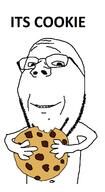 arm chocolate cookie eating food glasses hand holding_object its_over sad soyjak stubble subvariant:wholesome_soyjak text variant:gapejak // 706x1286 // 46.1KB
