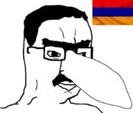 armenia closed_mouth flag glasses hair large_nose mustache one_eyebrow soyjak stubble thick_eyebrows variant:chudjak // 900x770 // 82.6KB