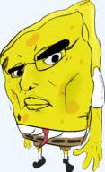 angry arm black_belt brown_pants closed_mouth full_body glasses leg lips looking_at_you red_tie redraw shoe sock soyjak spongebob_squarepants subvariant:chudjak_front thick_eyebrows transparent_background variant:chudjak white_shirt yellow yellow_skin // 1375x2255 // 825.4KB