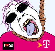 5g crying glasses hanging heart i_love logo open_mouth pink_shirt purple_hair sprint sunglasses t-mobile variant:bernd // 1024x957 // 193.4KB