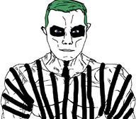 beetlejuice bioexorcist closed_mouth green_hair halloween striped_suit subvariant:muscular_chud undead variant:chudjak zombie // 1059x929 // 29.6KB