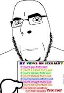 asexual bisexual closed_mouth fact gay glasses hand lesbian neutral pedophile pointing sex soyjak straight stubble test tranny trans_rights variant:cobson // 775x1127 // 275.8KB