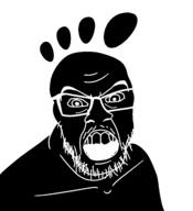 angry black_skin foot glasses gnome_(desktop_environment) open_mouth soyjak stubble technology variant:feraljak // 2048x2248 // 54.6KB