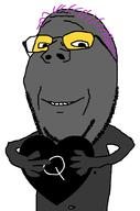 arm bbc glasses grey_skin hair hand heart holding_object lolkek purple_hair queen_of_spades smile soot_colors soyjak stubble subvariant:wholesome_soyjak variant:gapejak // 676x1021 // 31.0KB