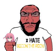 balding beard bocchi_the_rock clothes glasses gotou_hitori holding_object red_skin stubble subvariant:science_lover variant:markiplier_soyjak // 1175x1080 // 510.7KB