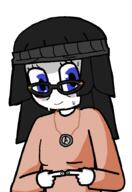 avengers beanie blue_eyes blush closed_mouth cute eyelashes female glasses hair hand looking_to_the_right nervous redraw shy smile soyjak sweating variant:soytan // 623x903 // 42.3KB