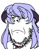 anime closed_mouth crying frown glasses hanyuu higurashi horn purple_hair sad soyjak stubble variant:gapejak video_game // 730x914 // 124.4KB