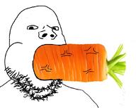 blowjob carrot eating food glasses no_eyebrows open_mouth soyjak stubble variant:gapejak vegetable vein // 1056x836 // 66.5KB