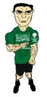 angry arab buff closed_mouth clothes ear emblem flag full_body glasses hair middle_east saudi_arabia shahada subvariant:chudjak_front variant:chudjak vein white_skin // 632x1292 // 74.6KB