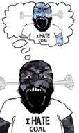 2soyjaks angry balding beard clothes cloud coal coal_skin fume gem gem_skin glasses open_mouth subvariant:science_lover text thinking thought_bubble // 1188x2000 // 834.2KB