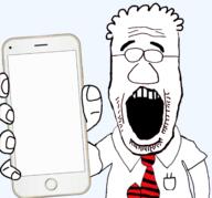 clothes dilbert glasses hair hand holding_object necktie open_mouth phone soyjak stubble variant:science_lover // 1686x1573 // 662.2KB