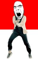 angry animated country dance flag gangnam_style glasses indonesia open_mouth soyjak stubble variant:cobson // 300x460 // 501.7KB
