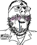 ahegao angry blush doctor dr_soyowad drool frown glasses hair hairy mustache queen_of_spades saliva soyjak stubble tattoo text tired variant:gapejak // 752x922 // 249.1KB