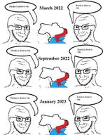 2022 2023 2soyjaks closed_mouth glasses russia russo_ukrainian_war smile smug soyjak speech_bubble stubble text ukraine variant:soyak // 885x1153 // 119.3KB