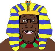 black_skin clothes egypt glasses grin hat pharaoh smile soyjak stubble variant:markiplier_soyjak // 953x884 // 560.3KB